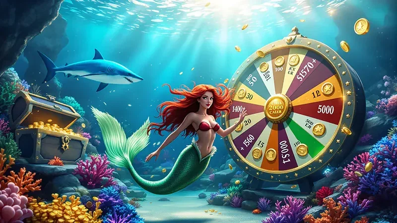 Nuansa arcade tembak ikan dengan target laut dan cahaya warna-warni